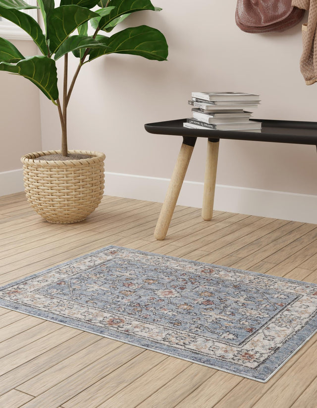 Harbor Blue 7' 10 x 10' Eco Traditional Rectangle Area Rug 100% Recycled Space Dyed Polyester With Cotton Backing Classic Pattern Carpet for Living, Dining, Office Space for Sale at Rug Engine