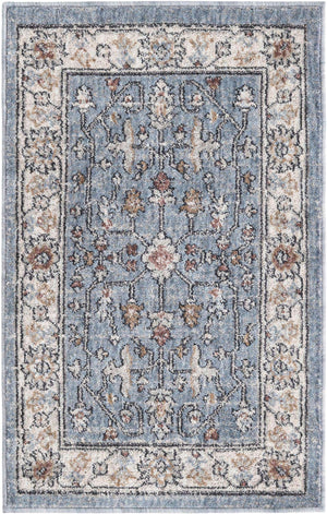 Harbor Blue 2' x 3' Eco Traditional Rectangle Area Rug 100% Recycled Space Dyed Polyester With Cotton Backing Classic Pattern Carpet for Living, Dining, Office Space for Sale at Rug Engine