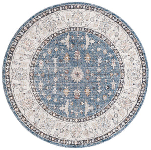 Harbor Blue 7' x 7' Eco Traditional Round Area Rug 100% Recycled Space Dyed Polyester With Cotton Backing Classic Pattern Carpet for Living, Dining, Office Space for Sale at Rug Engine