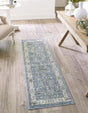 Harbor Blue 2' x 8' Eco Traditional Runner Area Rug 100% Recycled Space Dyed Polyester With Cotton Backing Classic Pattern Carpet for Living, Dining, Office Space for Sale at Rug Engine