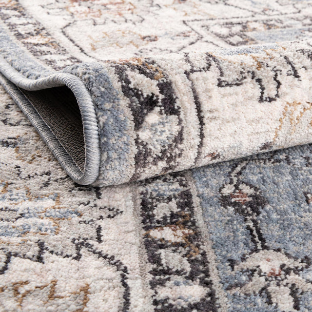 Harbor Blue 2' 7 x 12' Eco Traditional Runner Area Rug 100% Recycled Space Dyed Polyester With Cotton Backing Classic Pattern Carpet for Living, Dining, Office Space for Sale at Rug Engine
