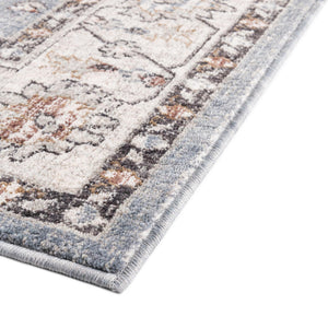 Harbor Blue 2' 7 x 12' Eco Traditional Runner Area Rug 100% Recycled Space Dyed Polyester With Cotton Backing Classic Pattern Carpet for Living, Dining, Office Space for Sale at Rug Engine