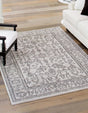 Ivory 5' 3 x 8' Eco Traditional Rectangle Area Rug 100% Recycled Space Dyed Polyester With Cotton Backing Classic Pattern Carpet for Living, Dining, Office Space for Sale at Rug Engine