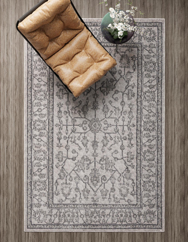 Ivory 7' 10 x 10' Eco Traditional Rectangle Area Rug 100% Recycled Space Dyed Polyester With Cotton Backing Classic Pattern Carpet for Living, Dining, Office Space for Sale at Rug Engine