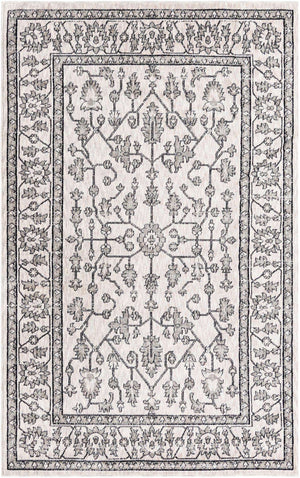 Ivory 5' 3 x 8' Eco Traditional Rectangle Area Rug 100% Recycled Space Dyed Polyester With Cotton Backing Classic Pattern Carpet for Living, Dining, Office Space for Sale at Rug Engine