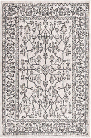 Ivory 4' x 6' Eco Traditional Rectangle Area Rug 100% Recycled Space Dyed Polyester With Cotton Backing Classic Pattern Carpet for Living, Dining, Office Space for Sale at Rug Engine