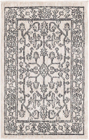 Ivory 2' x 3' Eco Traditional Rectangle Area Rug 100% Recycled Space Dyed Polyester With Cotton Backing Classic Pattern Carpet for Living, Dining, Office Space for Sale at Rug Engine