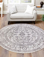 Ivory 3' 3 x 3' 3 Eco Traditional Round Area Rug 100% Recycled Space Dyed Polyester With Cotton Backing Classic Pattern Carpet for Living, Dining, Office Space for Sale at Rug Engine