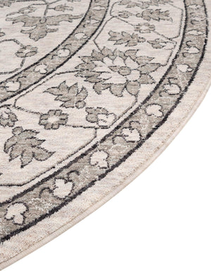 Ivory 3' 3 x 3' 3 Eco Traditional Round Area Rug 100% Recycled Space Dyed Polyester With Cotton Backing Classic Pattern Carpet for Living, Dining, Office Space for Sale at Rug Engine