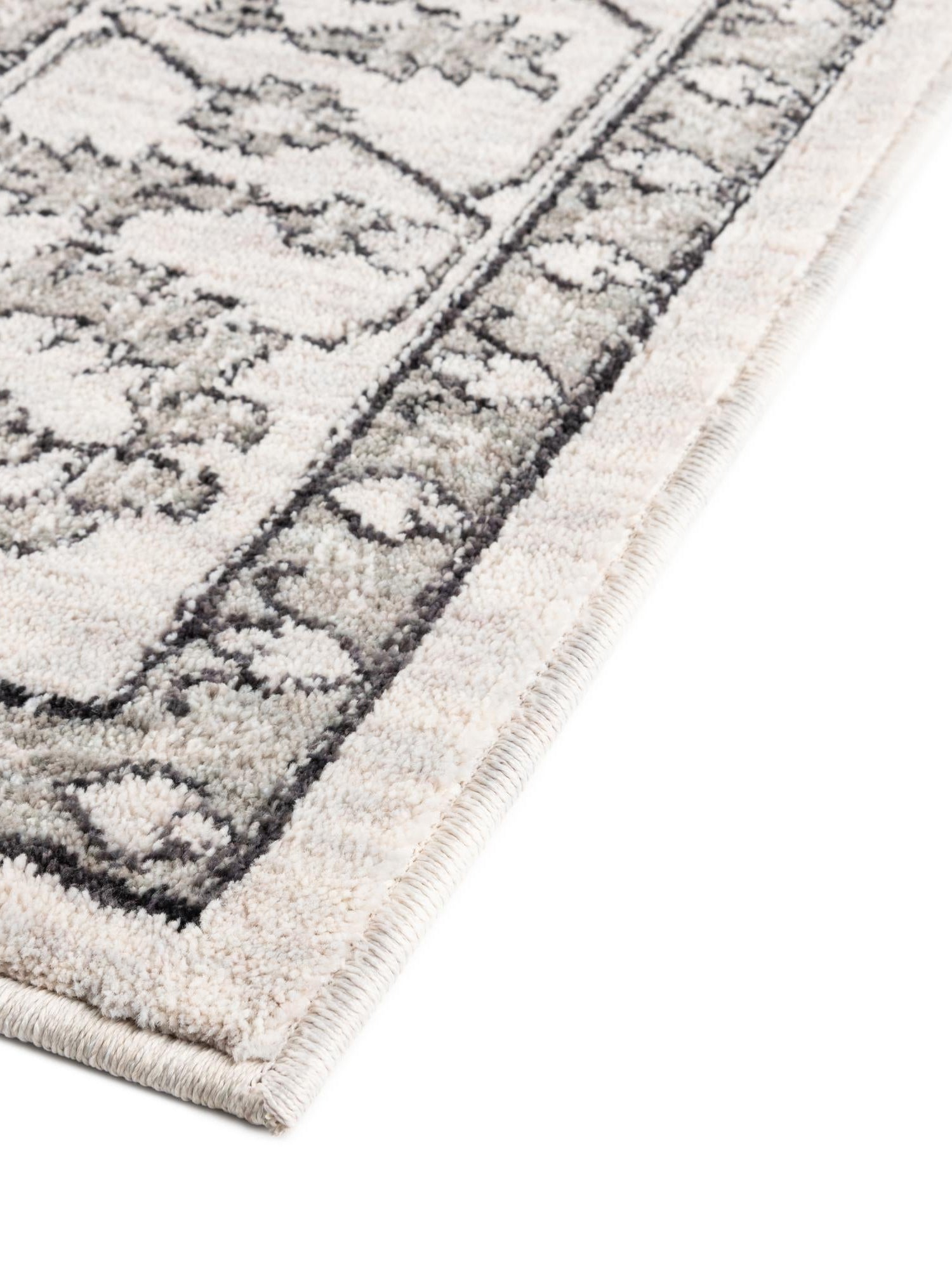 Ivory 2' x 6' Eco Traditional Runner Area Rug 100% Recycled Space Dyed Polyester With Cotton Backing Classic Pattern Carpet for Living, Dining, Office Space for Sale at Rug Engine