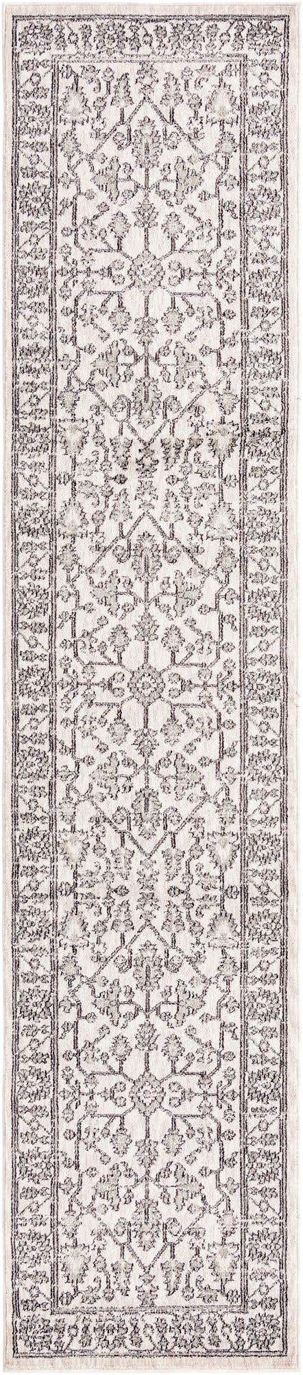 Ivory 2' 7 x 12' Eco Traditional Runner Area Rug 100% Recycled Space Dyed Polyester With Cotton Backing Classic Pattern Carpet for Living, Dining, Office Space for Sale at Rug Engine