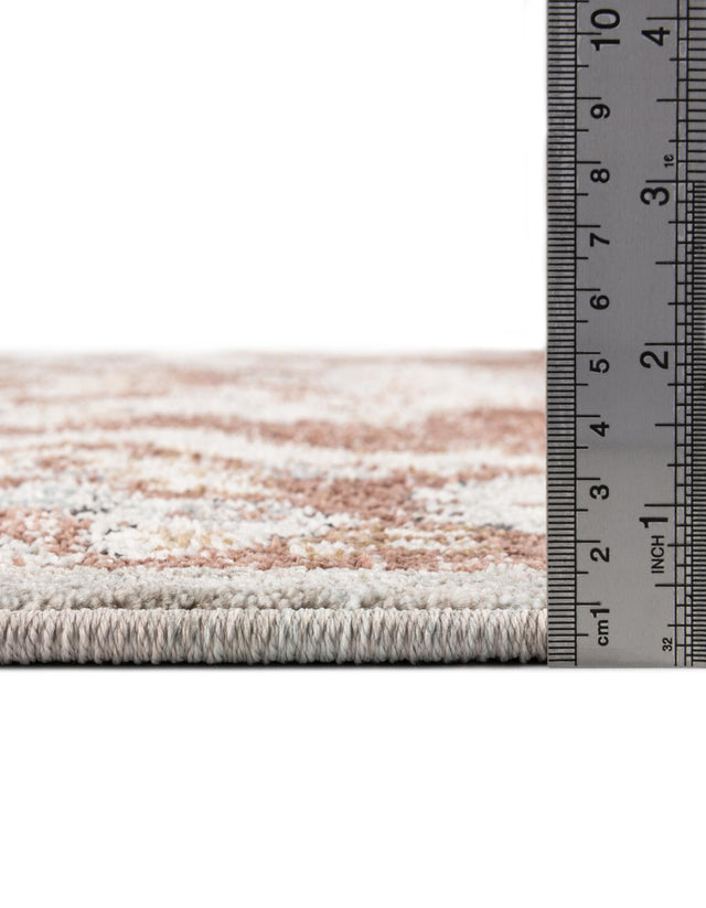 Dusty Rose 3' 3 x 3' 3 Eco Traditional Round Area Rug 100% Recycled Space Dyed Polyester With Cotton Backing Classic Pattern Carpet for Living, Dining, Office Space for Sale at Rug Engine
