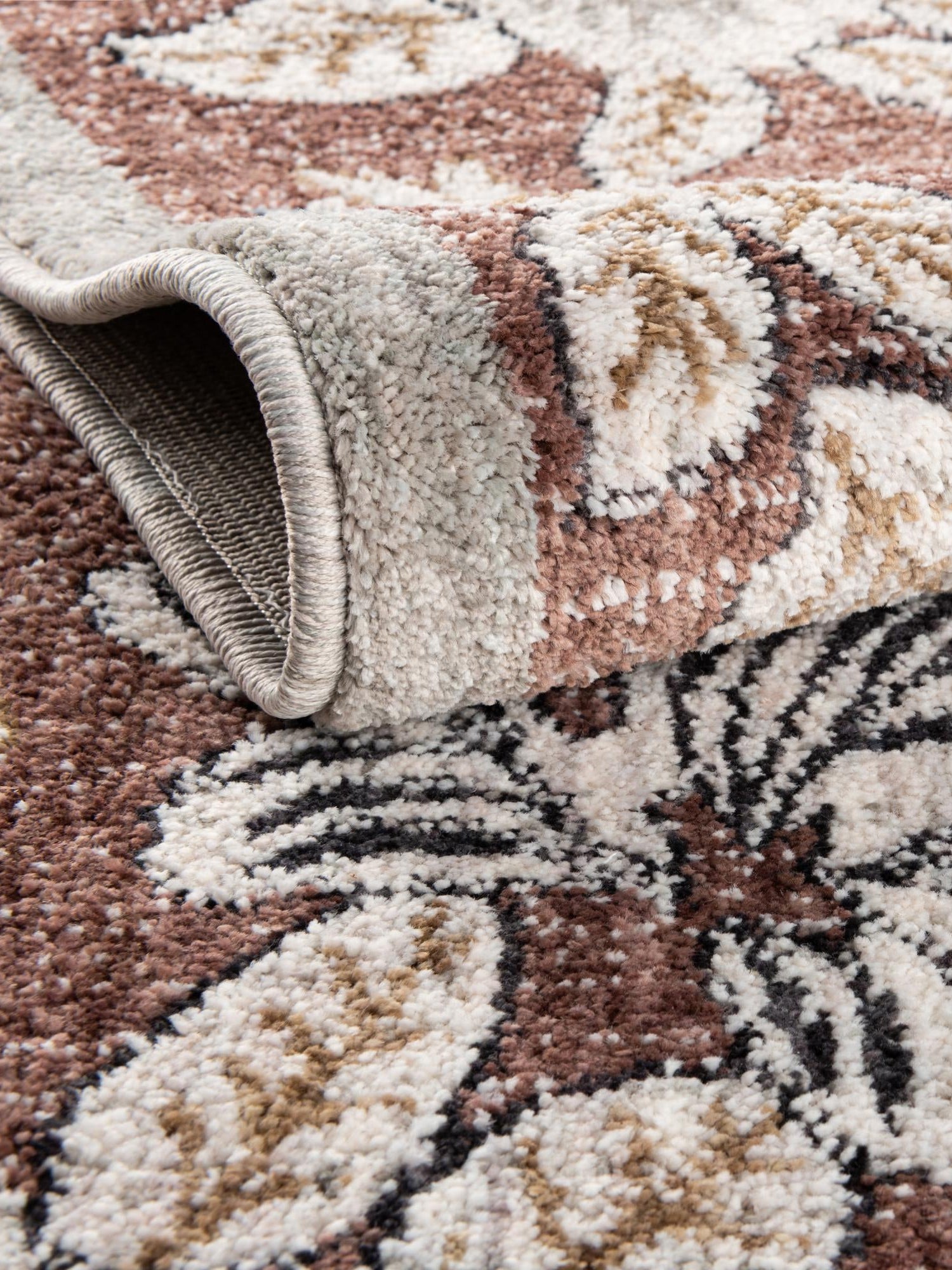 Dusty Rose 3' 3 x 3' 3 Eco Traditional Round Area Rug 100% Recycled Space Dyed Polyester With Cotton Backing Classic Pattern Carpet for Living, Dining, Office Space for Sale at Rug Engine
