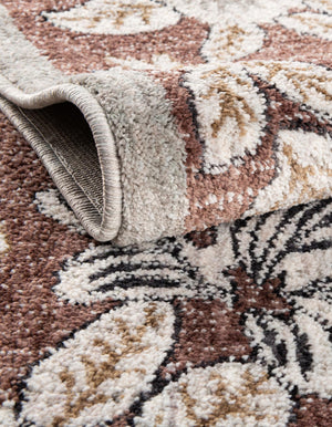 Dusty Rose 3' 3 x 3' 3 Eco Traditional Round Area Rug 100% Recycled Space Dyed Polyester With Cotton Backing Classic Pattern Carpet for Living, Dining, Office Space for Sale at Rug Engine