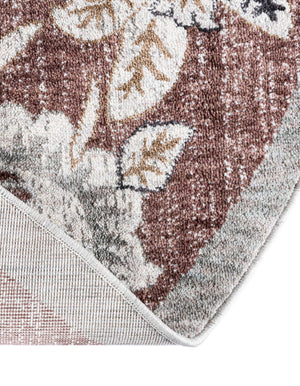 Dusty Rose 3' 3 x 3' 3 Eco Traditional Round Area Rug 100% Recycled Space Dyed Polyester With Cotton Backing Classic Pattern Carpet for Living, Dining, Office Space for Sale at Rug Engine