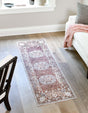 Dusty Rose 2' 7 x 12' Eco Traditional Runner Area Rug 100% Recycled Space Dyed Polyester With Cotton Backing Classic Pattern Carpet for Living, Dining, Office Space for Sale at Rug Engine