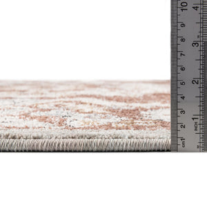 Dusty Rose 2' 7 x 12' Eco Traditional Runner Area Rug 100% Recycled Space Dyed Polyester With Cotton Backing Classic Pattern Carpet for Living, Dining, Office Space for Sale at Rug Engine