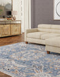 Harbor Blue 7' 10 x 10' Eco Traditional Rectangle Area Rug 100% Recycled Space Dyed Polyester With Cotton Backing Classic Pattern Carpet for Living, Dining, Office Space for Sale at Rug Engine
