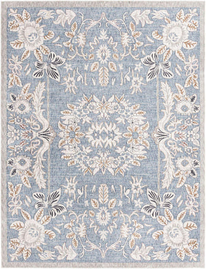 Harbor Blue 7' 10 x 10' Eco Traditional Rectangle Area Rug 100% Recycled Space Dyed Polyester With Cotton Backing Classic Pattern Carpet for Living, Dining, Office Space for Sale at Rug Engine