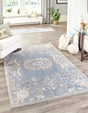 Harbor Blue 10' x 13' Eco Traditional Rectangle Area Rug 100% Recycled Space Dyed Polyester With Cotton Backing Classic Pattern Carpet for Living, Dining, Office Space for Sale at Rug Engine