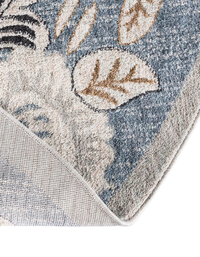 Harbor Blue 3' 3 x 3' 3 Eco Traditional Round Area Rug 100% Recycled Space Dyed Polyester With Cotton Backing Classic Pattern Carpet for Living, Dining, Office Space for Sale at Rug Engine