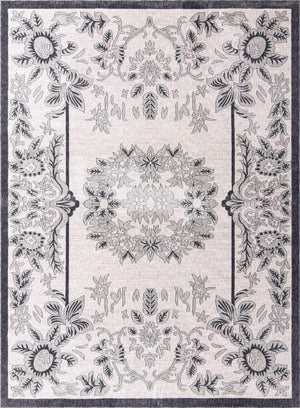 Ivory 10' x 13' Eco Traditional Rectangle Area Rug 100% Recycled Space Dyed Polyester With Cotton Backing Classic Pattern Carpet for Living, Dining, Office Space for Sale at Rug Engine