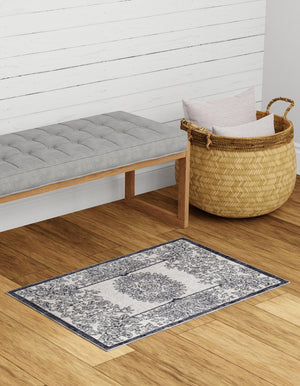 Ivory 10' x 13' Eco Traditional Rectangle Area Rug 100% Recycled Space Dyed Polyester With Cotton Backing Classic Pattern Carpet for Living, Dining, Office Space for Sale at Rug Engine