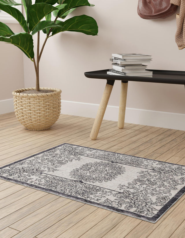 Ivory 10' x 13' Eco Traditional Rectangle Area Rug 100% Recycled Space Dyed Polyester With Cotton Backing Classic Pattern Carpet for Living, Dining, Office Space for Sale at Rug Engine
