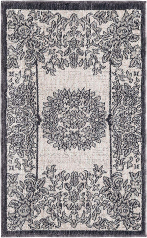 Ivory 2' x 3' Eco Traditional Rectangle Area Rug 100% Recycled Space Dyed Polyester With Cotton Backing Classic Pattern Carpet for Living, Dining, Office Space for Sale at Rug Engine
