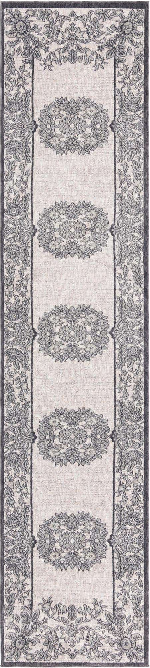 Ivory 2' 7 x 12' Eco Traditional Runner Area Rug 100% Recycled Space Dyed Polyester With Cotton Backing Classic Pattern Carpet for Living, Dining, Office Space for Sale at Rug Engine