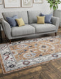 Almond Beige 1' 4 x 1' 4 Eco Traditional Sample Area Rug 100% Recycled Space Dyed Polyester With Cotton Backing Classic Pattern Carpet for Living, Dining, Office Space for Sale at Rug Engine