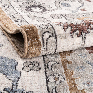 Almond Beige 2' x 8' Eco Traditional Runner Area Rug 100% Recycled Space Dyed Polyester With Cotton Backing Classic Pattern Carpet for Living, Dining, Office Space for Sale at Rug Engine