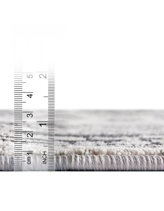 Ivory Gray 3' 3 x 3' 3 Eco Traditional Round Area Rug 100% Recycled Space Dyed Polyester With Cotton Backing Classic Pattern Carpet for Living, Dining, Office Space for Sale at Rug Engine