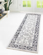 Ivory Gray 2' x 8' Eco Traditional Runner Area Rug 100% Recycled Space Dyed Polyester With Cotton Backing Classic Pattern Carpet for Living, Dining, Office Space for Sale at Rug Engine