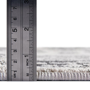 Ivory Gray 2' x 6' Eco Traditional Runner Area Rug 100% Recycled Space Dyed Polyester With Cotton Backing Classic Pattern Carpet for Living, Dining, Office Space for Sale at Rug Engine