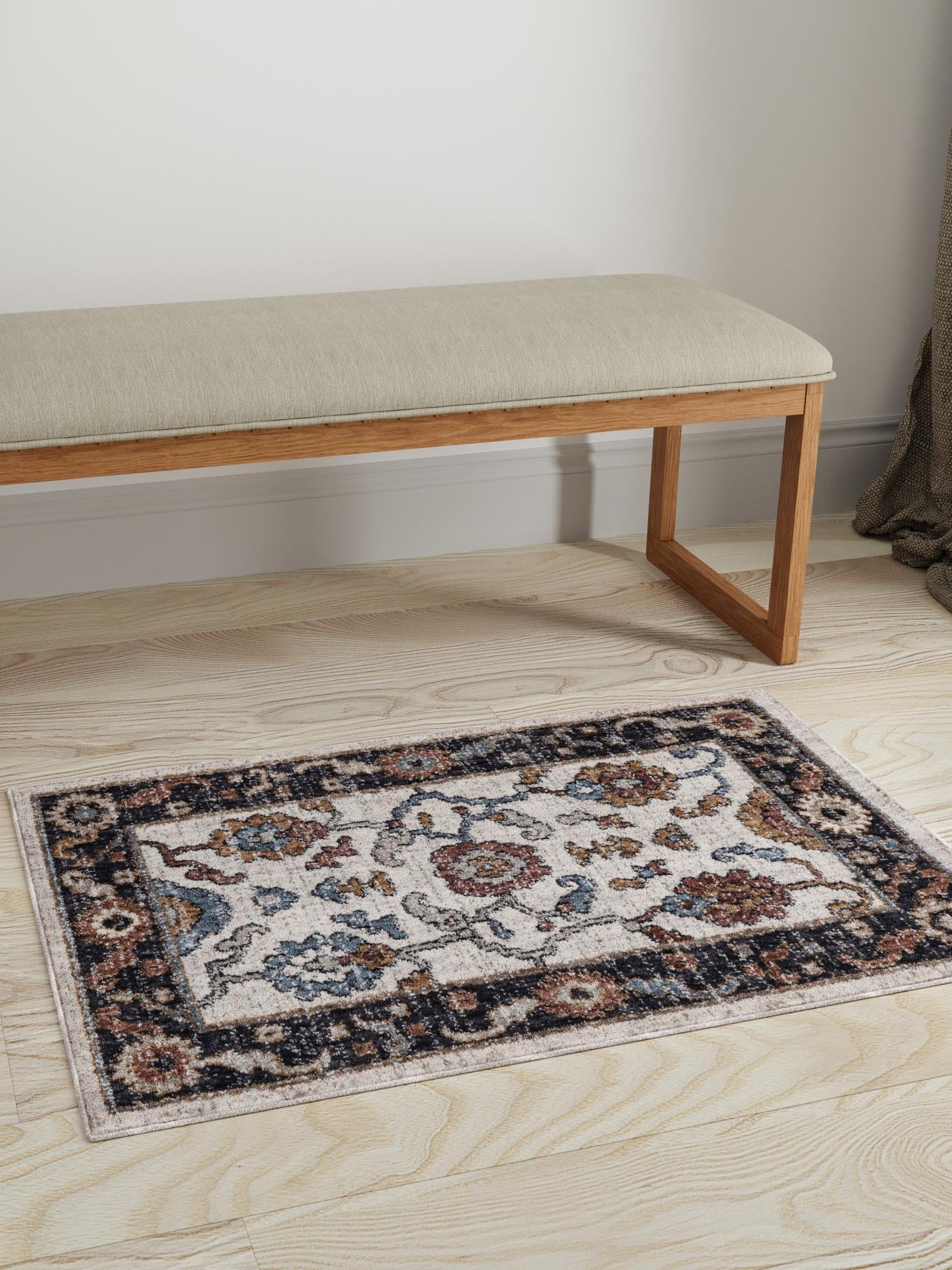 Ivory 7' 10 x 10' Eco Traditional Rectangle Area Rug 100% Recycled Space Dyed Polyester With Cotton Backing Classic Pattern Carpet for Living, Dining, Office Space for Sale at Rug Engine
