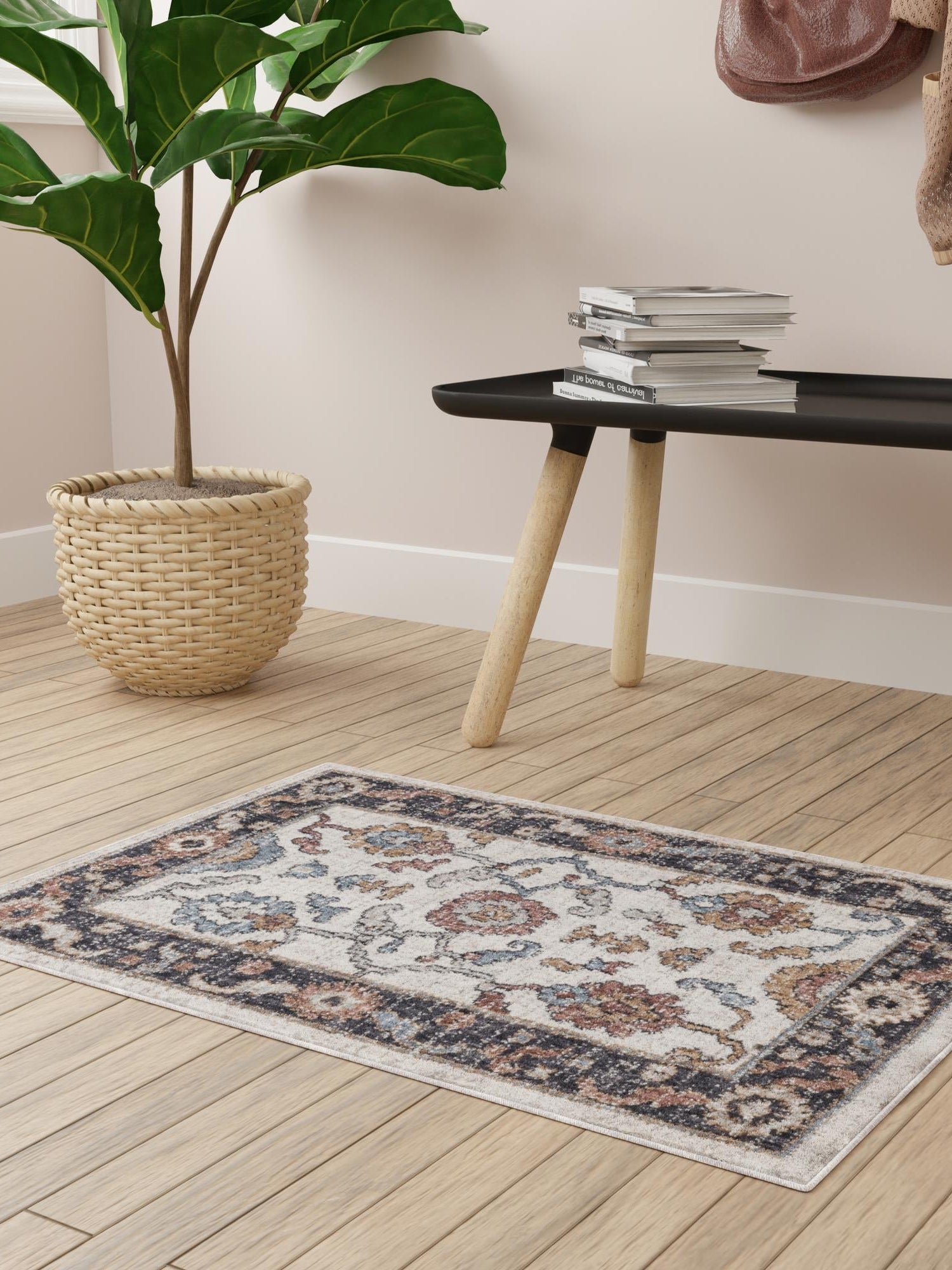 Ivory 10' x 13' Eco Traditional Rectangle Area Rug 100% Recycled Space Dyed Polyester With Cotton Backing Classic Pattern Carpet for Living, Dining, Office Space for Sale at Rug Engine