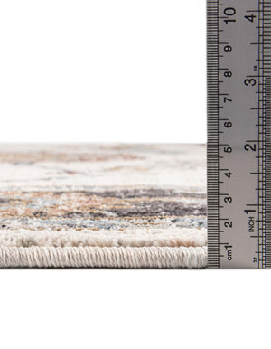 Ivory 7' x 7' Eco Traditional Round Area Rug 100% Recycled Space Dyed Polyester With Cotton Backing Classic Pattern Carpet for Living, Dining, Office Space for Sale at Rug Engine