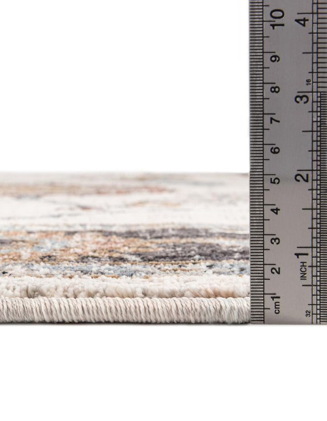 Ivory 7' x 7' Eco Traditional Round Area Rug 100% Recycled Space Dyed Polyester With Cotton Backing Classic Pattern Carpet for Living, Dining, Office Space for Sale at Rug Engine
