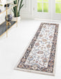 Ivory 2' 7 x 12' Eco Traditional Runner Area Rug 100% Recycled Space Dyed Polyester With Cotton Backing Classic Pattern Carpet for Living, Dining, Office Space for Sale at Rug Engine