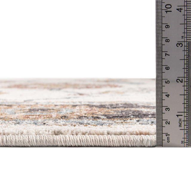 Ivory 2' x 8' Eco Traditional Runner Area Rug 100% Recycled Space Dyed Polyester With Cotton Backing Classic Pattern Carpet for Living, Dining, Office Space for Sale at Rug Engine