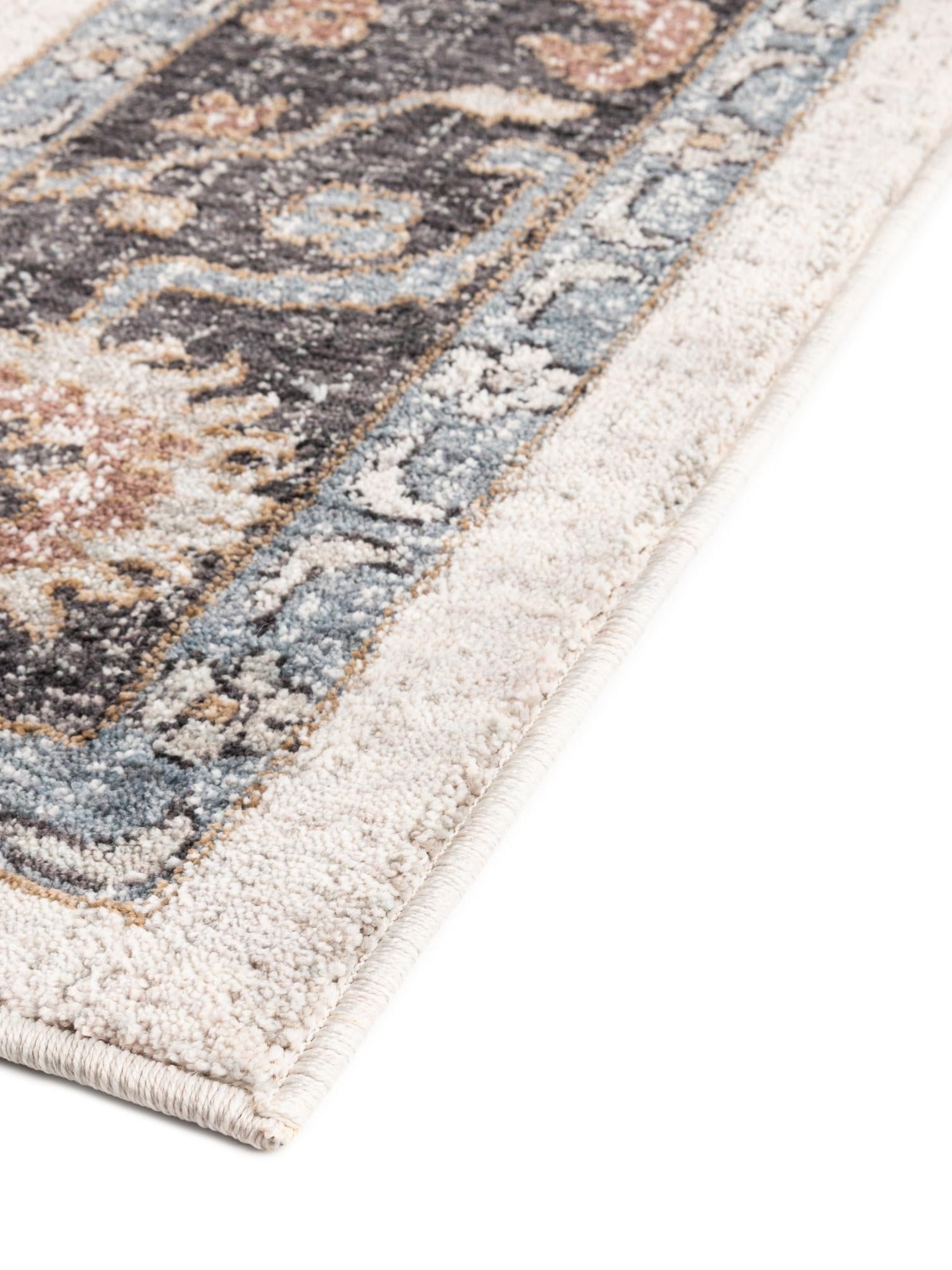 Ivory 2' x 8' Eco Traditional Runner Area Rug 100% Recycled Space Dyed Polyester With Cotton Backing Classic Pattern Carpet for Living, Dining, Office Space for Sale at Rug Engine
