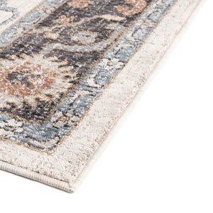 Ivory 2' x 8' Eco Traditional Runner Area Rug 100% Recycled Space Dyed Polyester With Cotton Backing Classic Pattern Carpet for Living, Dining, Office Space for Sale at Rug Engine