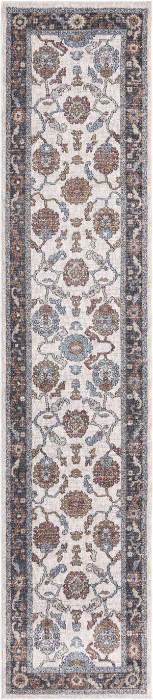 Ivory 2' 7 x 12' Eco Traditional Runner Area Rug 100% Recycled Space Dyed Polyester With Cotton Backing Classic Pattern Carpet for Living, Dining, Office Space for Sale at Rug Engine