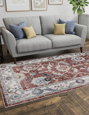 Dusty Rose 10' x 13' Eco Traditional Rectangle Area Rug 100% Recycled Space Dyed Polyester With Cotton Backing Classic Pattern Carpet for Living, Dining, Office Space for Sale at Rug Engine