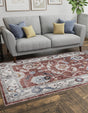 Dusty Rose 10' x 13' Eco Traditional Rectangle Area Rug 100% Recycled Space Dyed Polyester With Cotton Backing Classic Pattern Carpet for Living, Dining, Office Space for Sale at Rug Engine