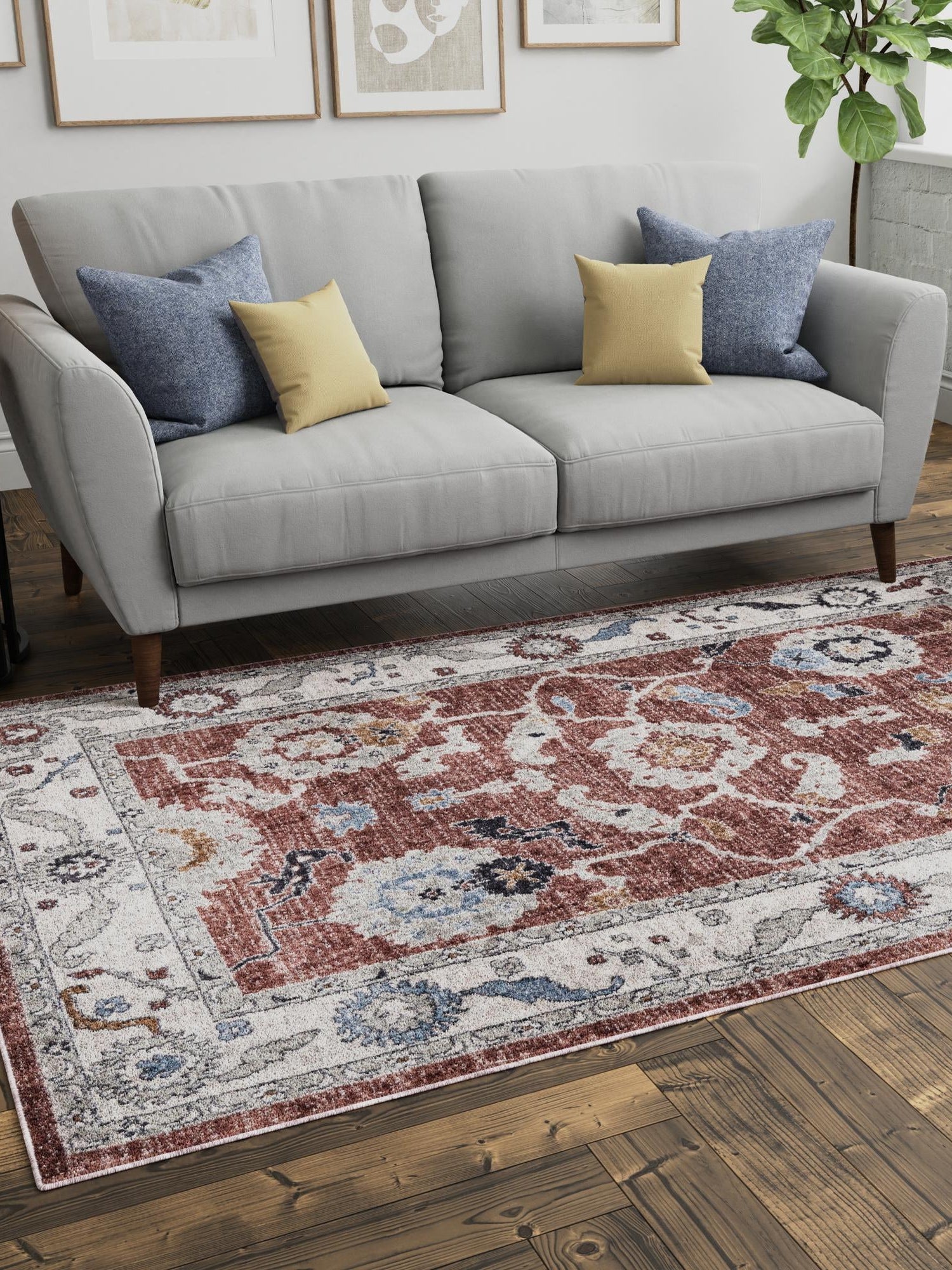 Dusty Rose 1' 4 x 1' 4 Eco Traditional Sample Area Rug 100% Recycled Space Dyed Polyester With Cotton Backing Classic Pattern Carpet for Living, Dining, Office Space for Sale at Rug Engine