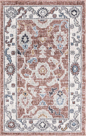 Dusty Rose 2' x 3' Eco Traditional Rectangle Area Rug 100% Recycled Space Dyed Polyester With Cotton Backing Classic Pattern Carpet for Living, Dining, Office Space for Sale at Rug Engine
