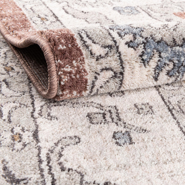 Dusty Rose 3' 3 x 3' 3 Eco Traditional Round Area Rug 100% Recycled Space Dyed Polyester With Cotton Backing Classic Pattern Carpet for Living, Dining, Office Space for Sale at Rug Engine