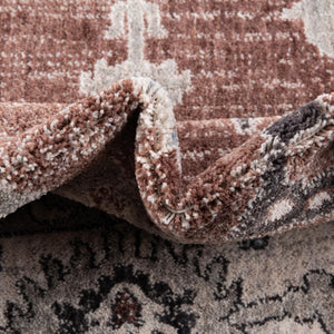 Dusty Rose 3' 3 x 3' 3 Eco Traditional Round Area Rug 100% Recycled Space Dyed Polyester With Cotton Backing Classic Pattern Carpet for Living, Dining, Office Space for Sale at Rug Engine